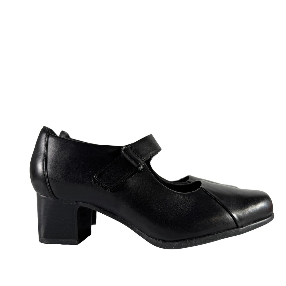 Clarks Un Damson Vibe Black Leather Mary Jane Block Heels Size 6.5 M - Picture 1 of 11